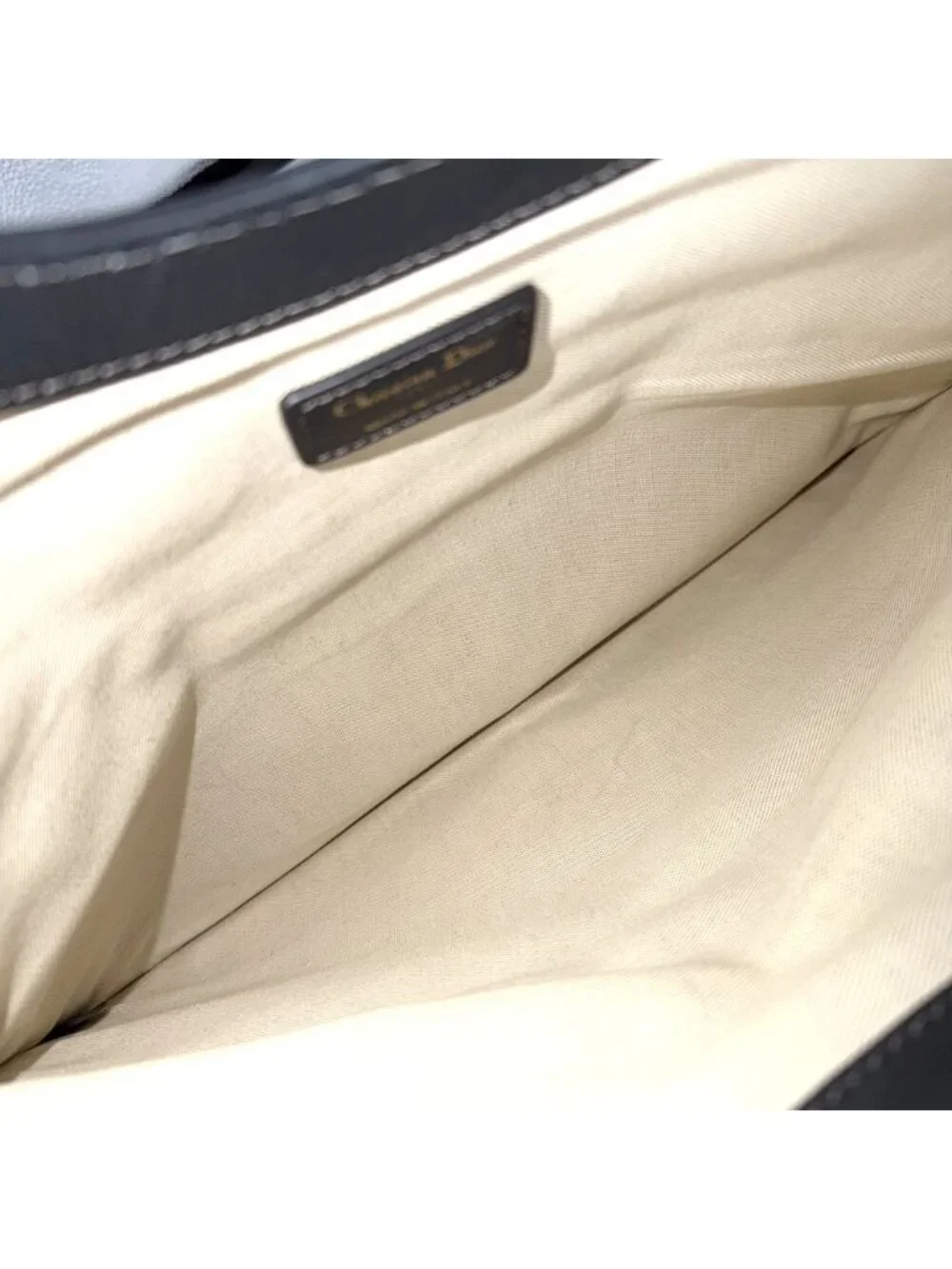 Dior 2-Way Oblique Clutch Handbag Canvas Leather Navy Gold